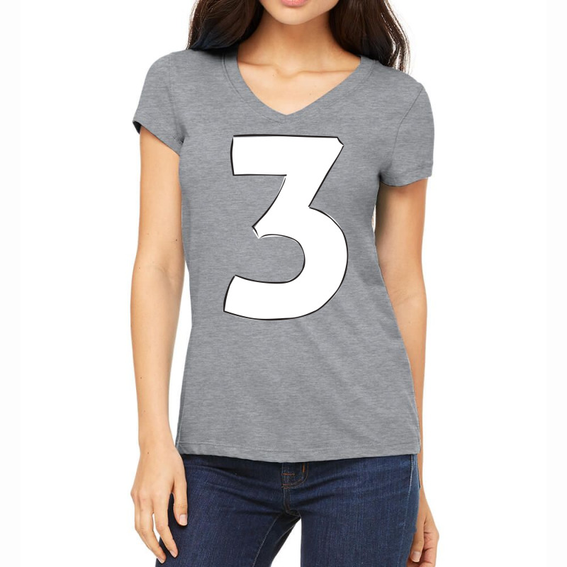 Number 3 In White Baby Nature  (1) Women's V-Neck T-Shirt by fiuxaahazlinq | Artistshot