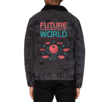 Future World Map Baby Green Unisex Sherpa-lined Denim Jacket | Artistshot