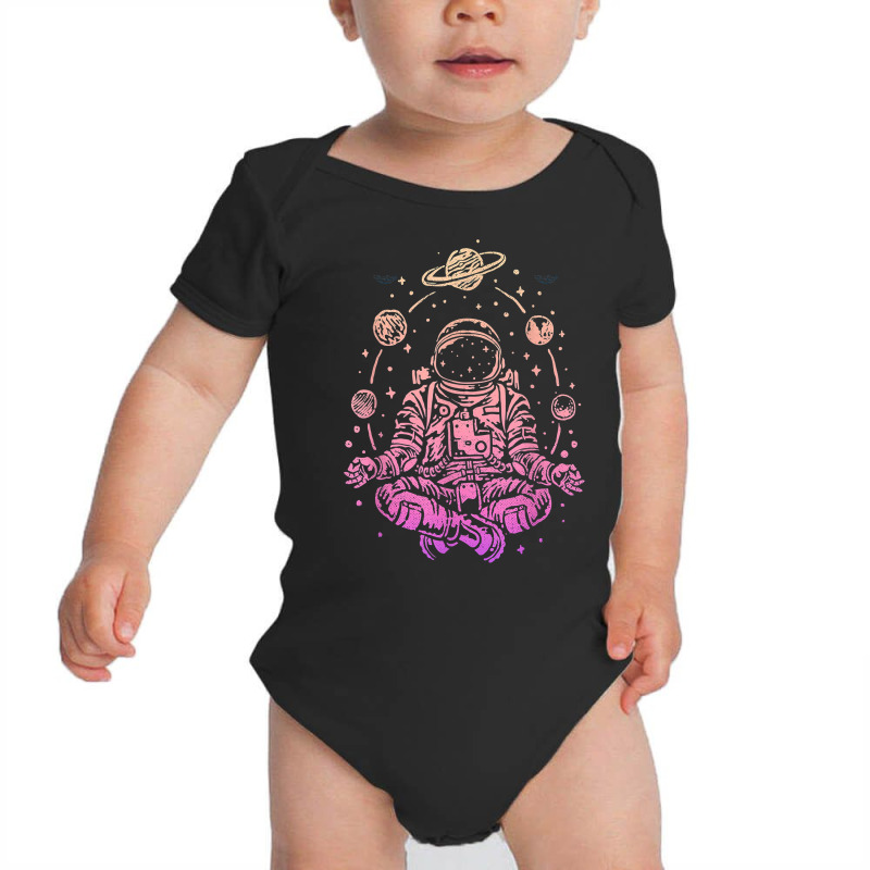 Meditating Astronaut Planets Colorful Lotus Women Meditation T Shirt Baby Bodysuit by santako | Artistshot