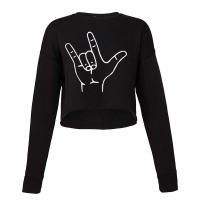 Asl I Love You Shirt   Ily Phrase In American Sign Language Long Sleev Cropped Sweater | Artistshot