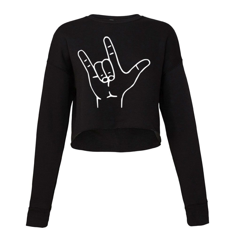 Asl I Love You Shirt   Ily Phrase In American Sign Language Long Sleev Cropped Sweater by thurz | Artistshot