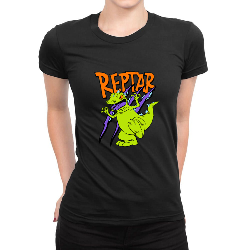 Rugrats Reptar  Out Of Print Remaster 1 Ladies Fitted T-shirt | Artistshot