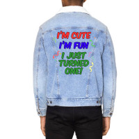 Im Cute Im Fun I Just Turned One 1st Milestone Birthday Baby Aesthetic Unisex Sherpa-lined Denim Jacket | Artistshot