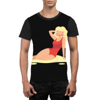 Sexy Anime Cat With Wig On Beach Graphic T-shirt | Artistshot