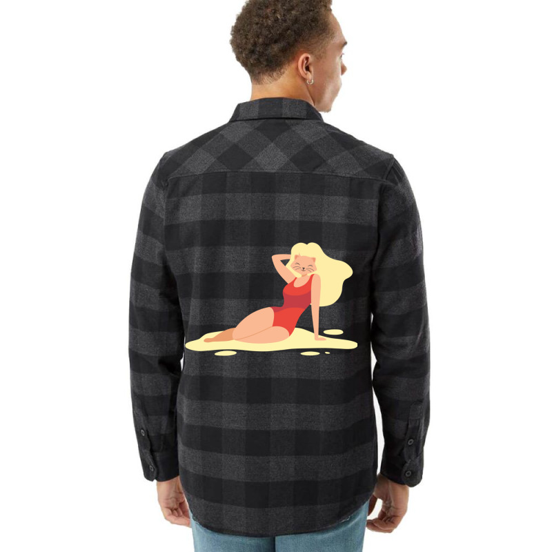 Sexy Anime Cat With Wig On Beach Flannel Shirt | Artistshot