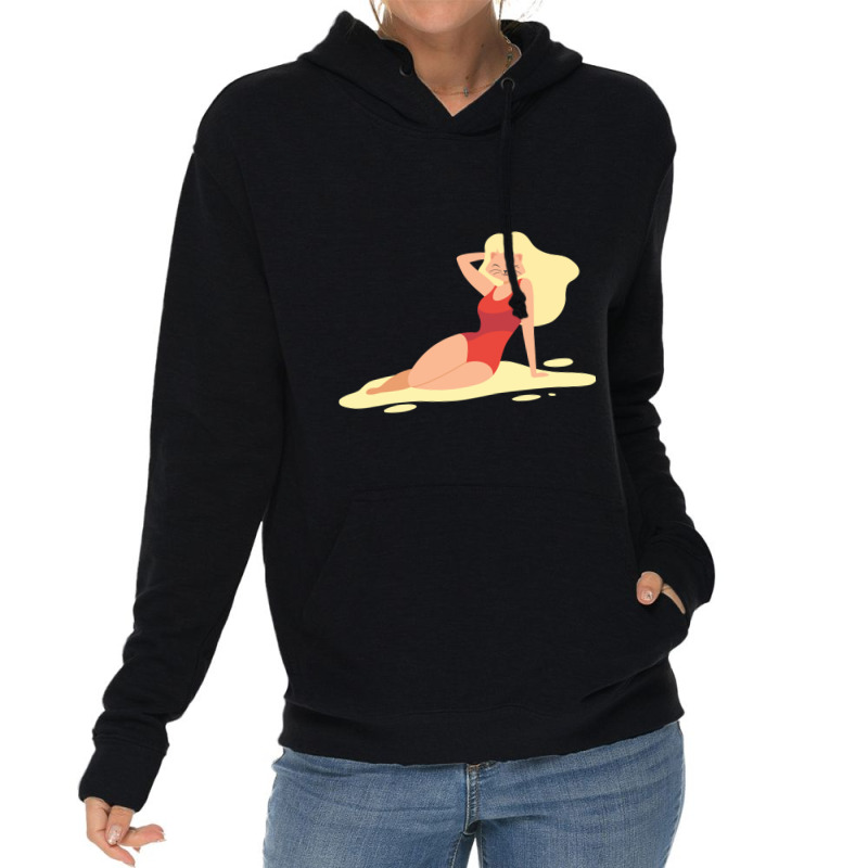 Sexy Anime Cat With Wig On Beach Lightweight Hoodie | Artistshot