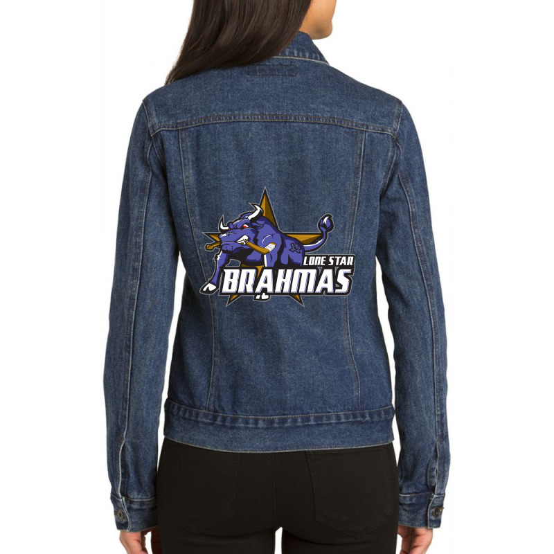 Lone Star Brahmas Ladies Denim Jacket by Viscount Art | Artistshot