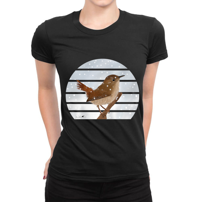 Wren Bird Snow Birdlover Birdwatcher Animal Biologist Premium Ladies Fitted T-Shirt by ChristinaMarieCavanaugh | Artistshot