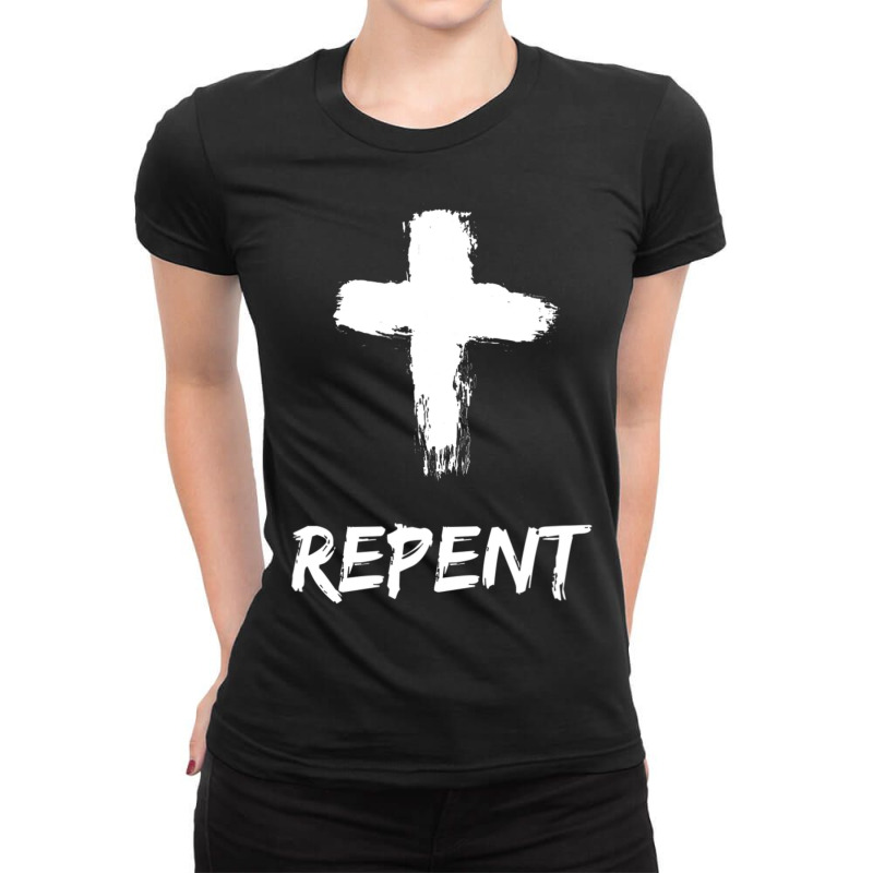 Hot Trend Repent From Sin Christian Lent Catholic Prayer Ash Wednesday Ladies Fitted T-Shirt by Sierra Dennis | Artistshot