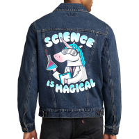 Science Is Magical Funny Lab Unicorn Rainbow Magic Men Denim Jacket | Artistshot