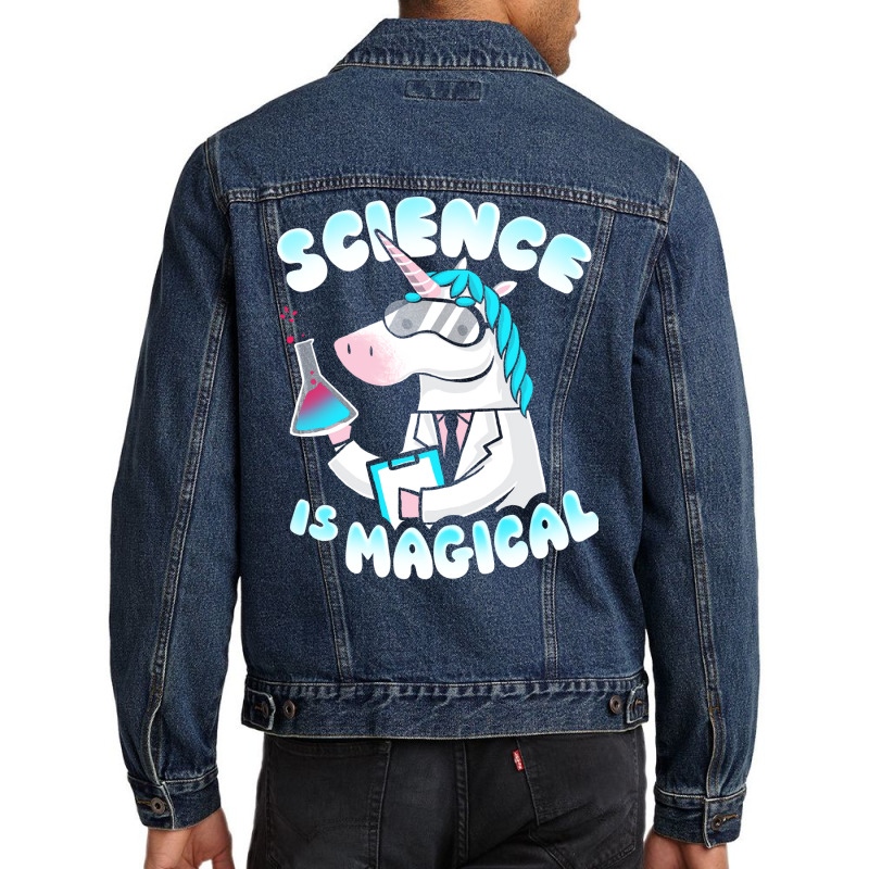 Science Is Magical Funny Lab Unicorn Rainbow Magic Men Denim Jacket by deurinnipahy | Artistshot