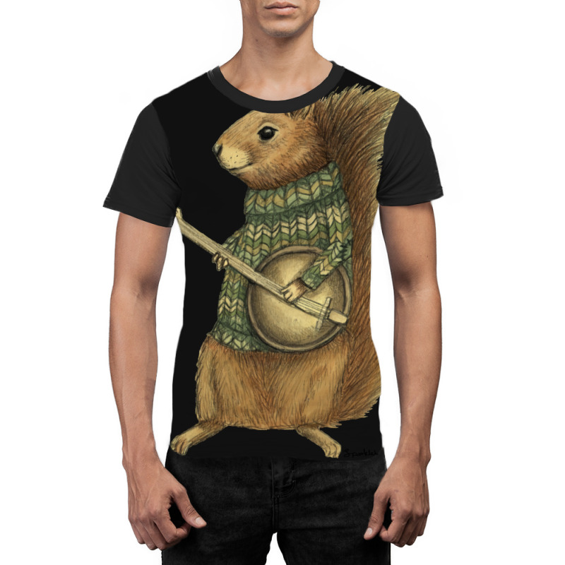 Squirrel With A Banjo Baby  Blue Graphic T-shirt | Artistshot