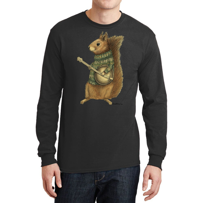 Squirrel With A Banjo Baby  Blue Long Sleeve Shirts | Artistshot