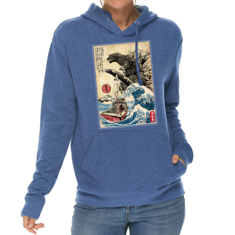 Orca In Japan Woodblock Aesthetic Lightweight Hoodie | Artistshot