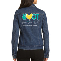 Peace Love Ot Ii  Occupational Therapy Baby  Cute  (1) Ladies Denim Jacket | Artistshot