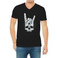 Hot Trend Rock And Roll Skull Hand V-neck Tee | Artistshot