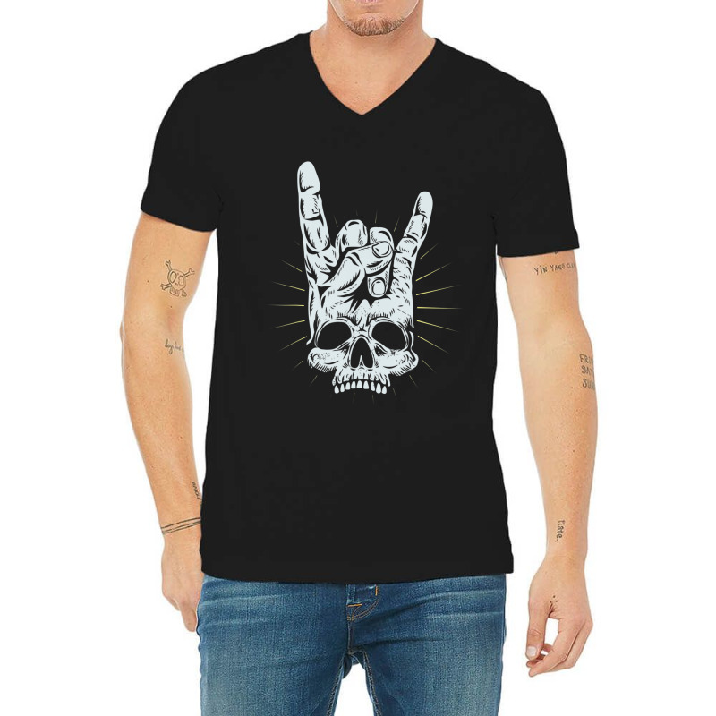 Hot Trend Rock And Roll Skull Hand V-Neck Tee by Sierra Dennis | Artistshot