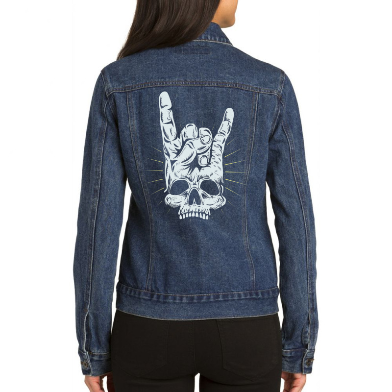 Hot Trend Rock And Roll Skull Hand Ladies Denim Jacket by Sierra Dennis | Artistshot