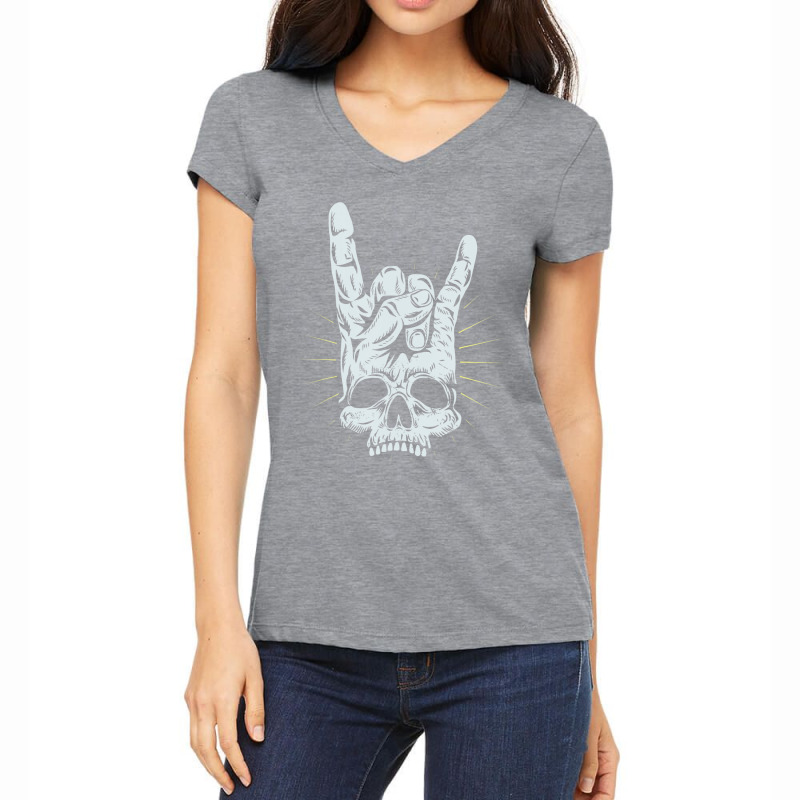 Hot Trend Rock And Roll Skull Hand Women's V-Neck T-Shirt by Sierra Dennis | Artistshot