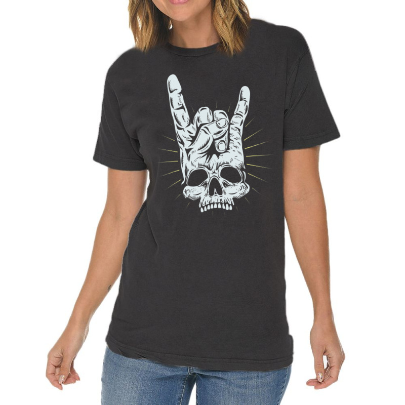 Hot Trend Rock And Roll Skull Hand Vintage T-Shirt by Sierra Dennis | Artistshot