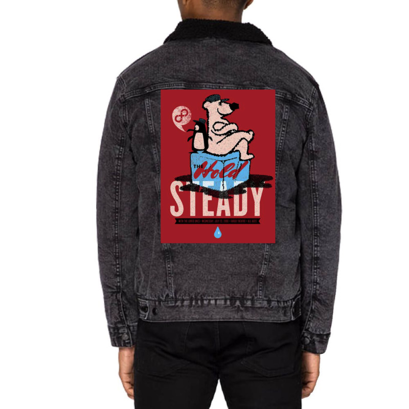 The Hold Steady Cover Bear And Penguin Baby Girl Unisex Sherpa-lined Denim Jacket | Artistshot