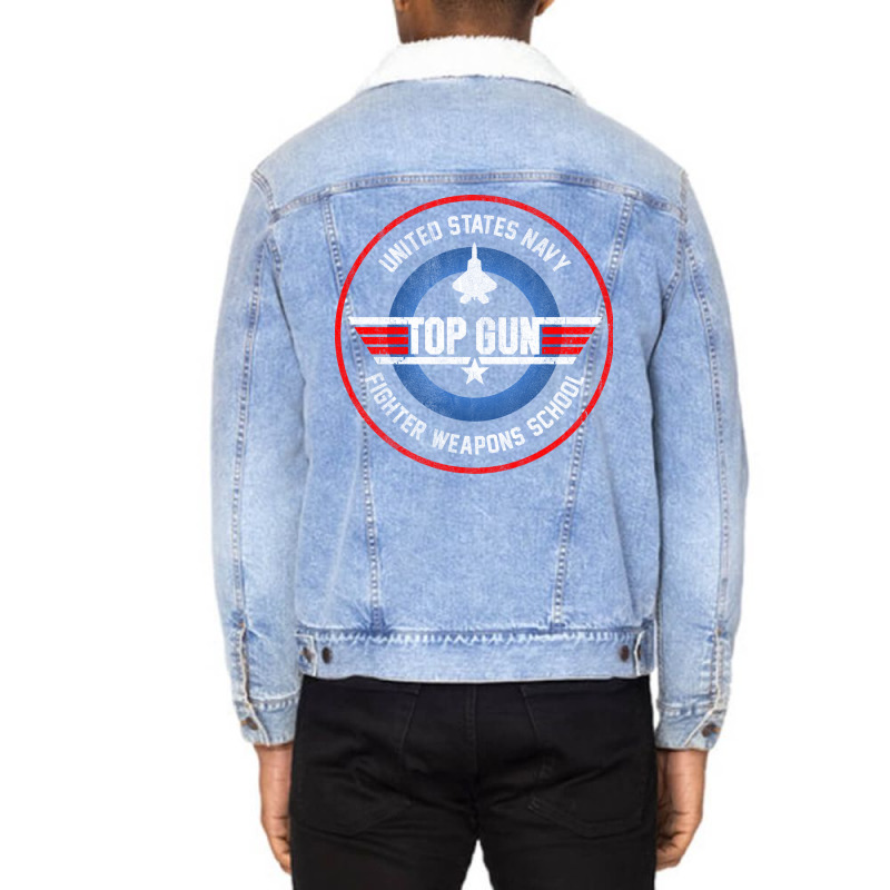 Top Gun Fighter Weapons School Travel Unisex Sherpa-Lined Denim Jacket by deurinnipahy | Artistshot