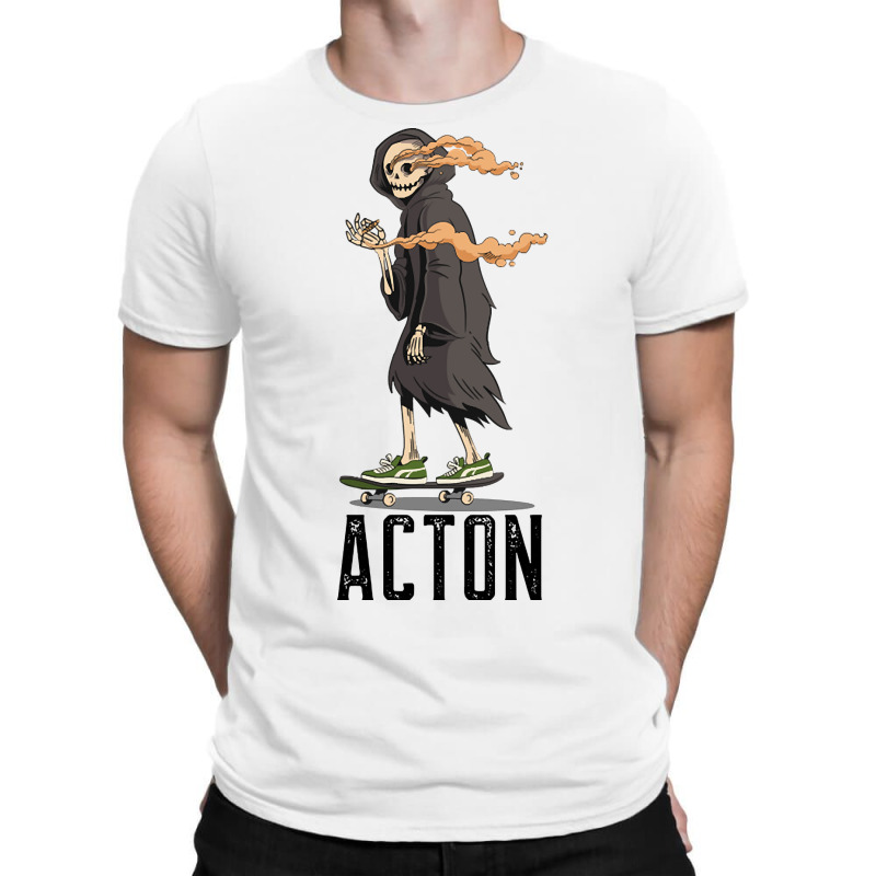 Limited Edition Acton Los Angeles California, Skeleton On A Skateboard T-shirt | Artistshot