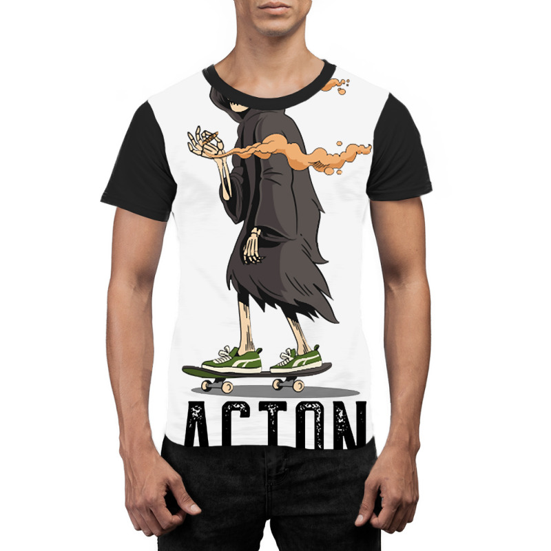 Limited Edition Acton Los Angeles California, Skeleton On A Skateboard Graphic T-shirt | Artistshot