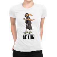 Limited Edition Acton Los Angeles California, Skeleton On A Skateboard Ladies Fitted T-shirt | Artistshot