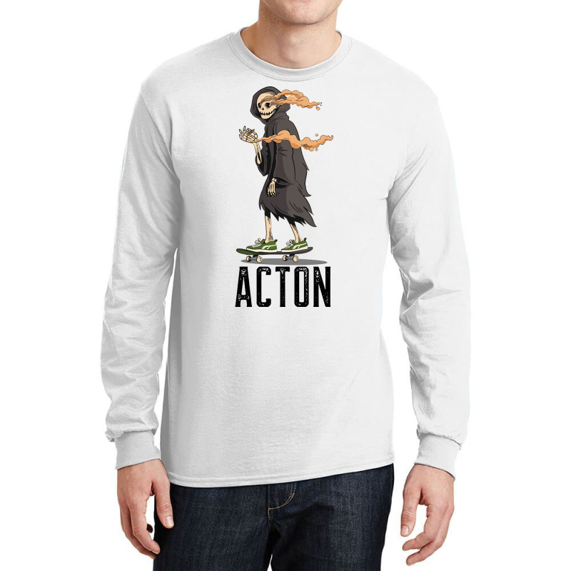 Limited Edition Acton Los Angeles California, Skeleton On A Skateboard Long Sleeve Shirts | Artistshot