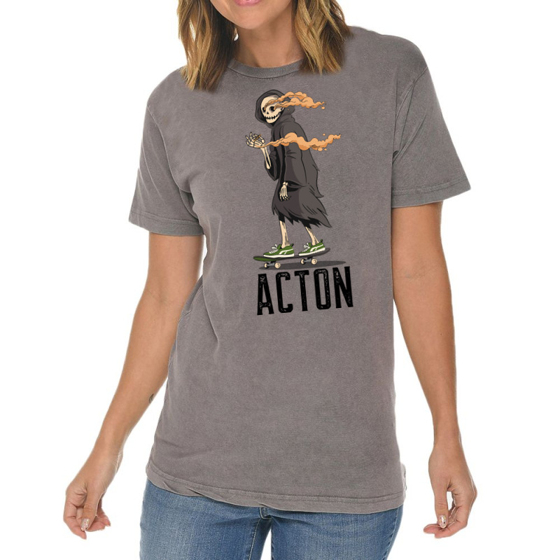 Limited Edition Acton Los Angeles California, Skeleton On A Skateboard Vintage T-shirt | Artistshot