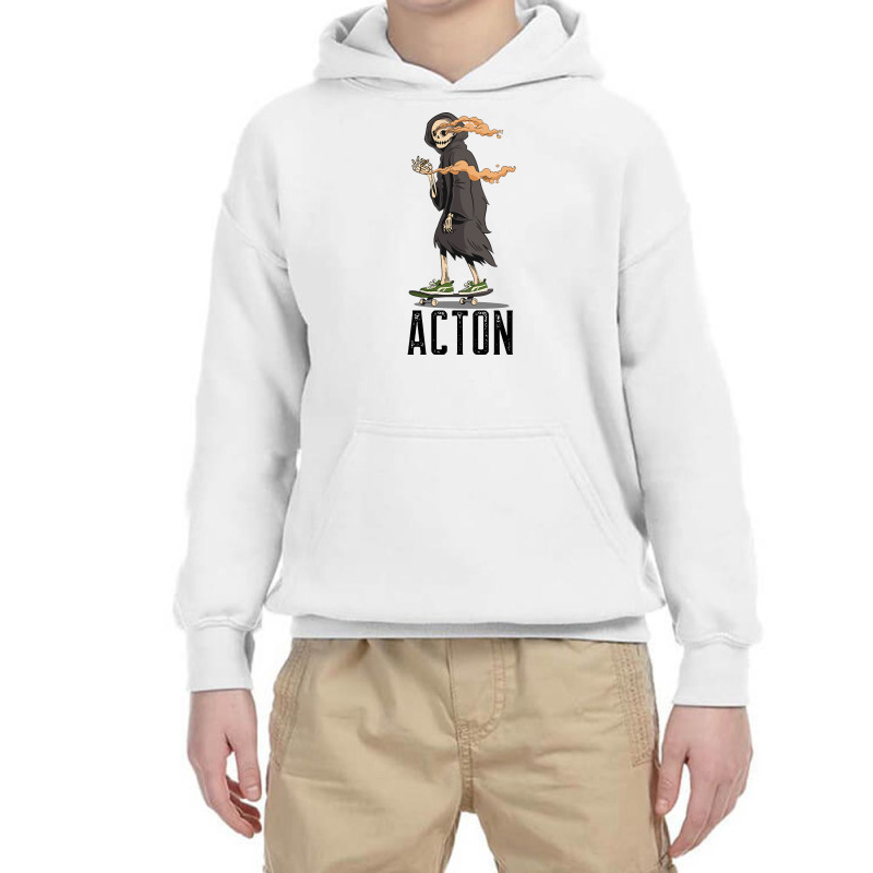 Limited Edition Acton Los Angeles California, Skeleton On A Skateboard Youth Hoodie | Artistshot