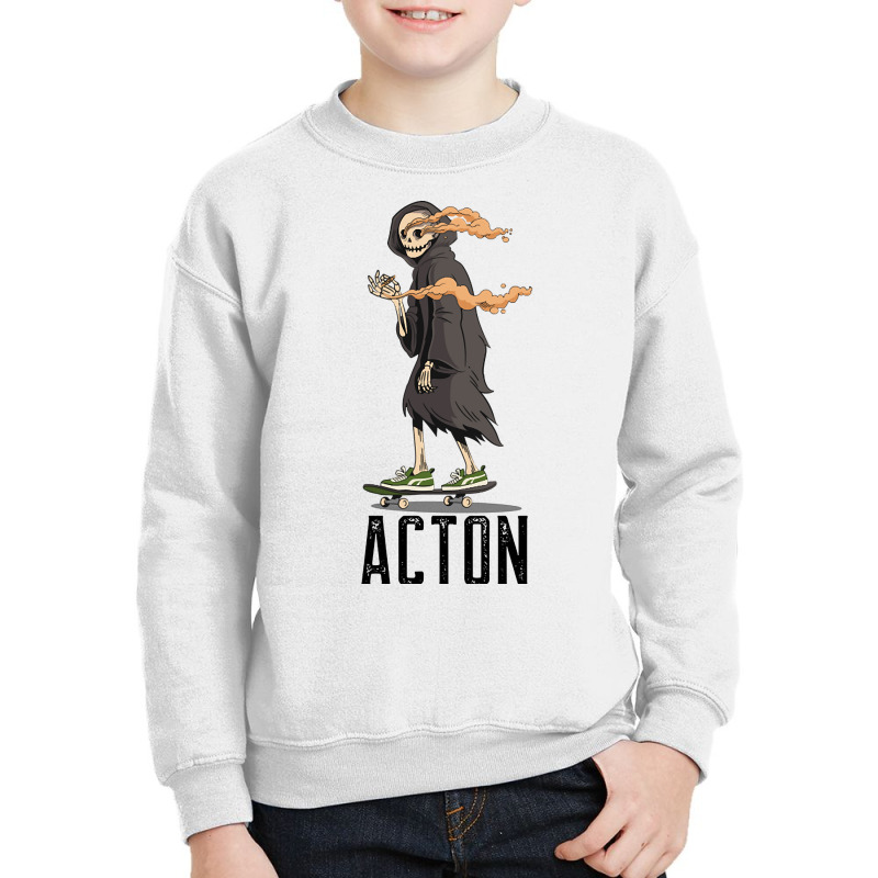 Limited Edition Acton Los Angeles California, Skeleton On A Skateboard Youth Sweatshirt | Artistshot