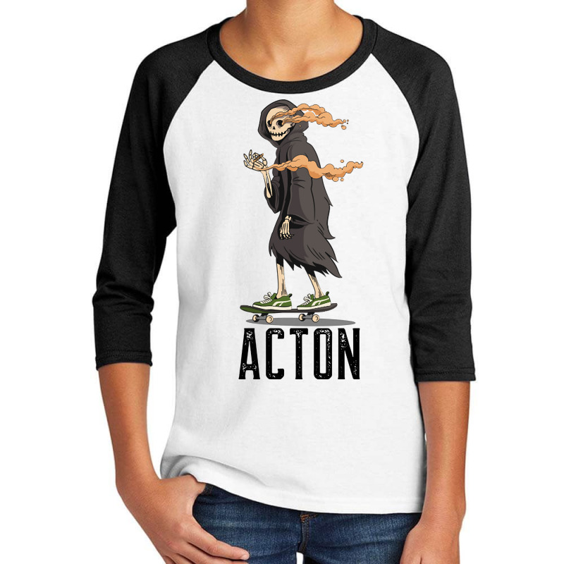 Limited Edition Acton Los Angeles California, Skeleton On A Skateboard Youth 3/4 Sleeve | Artistshot