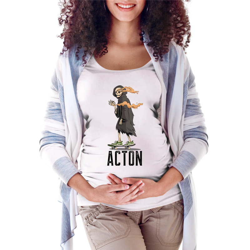 Limited Edition Acton Los Angeles California, Skeleton On A Skateboard Maternity Scoop Neck T-shirt | Artistshot