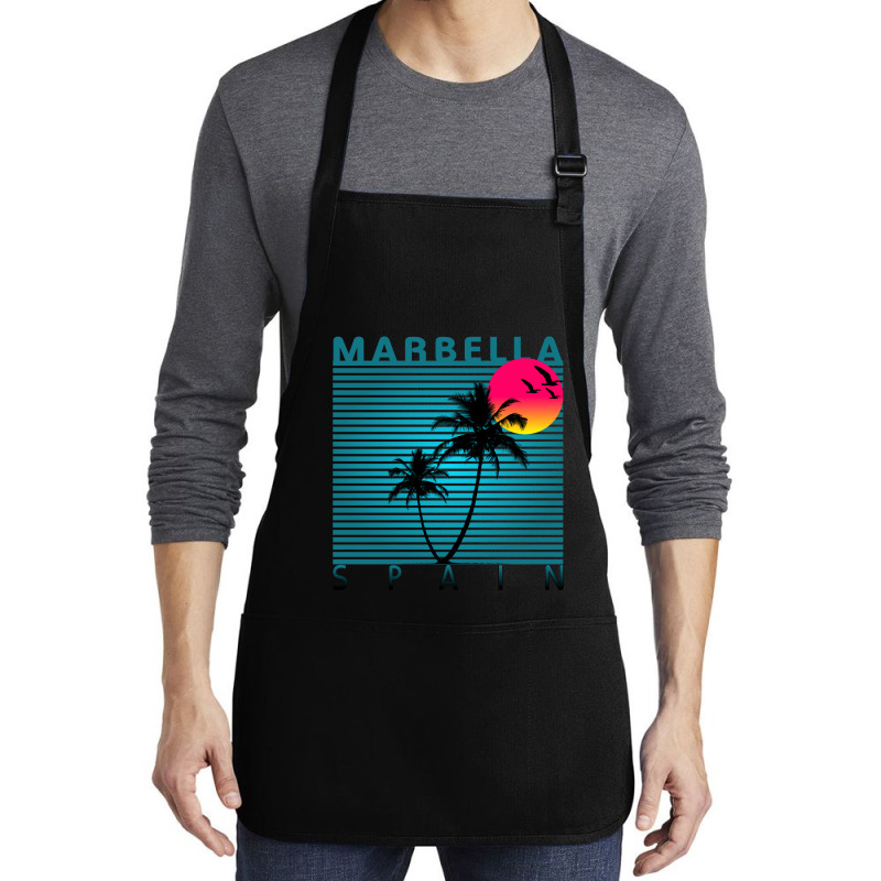 Marbella Spain Summer Beach Sun Vacations Souvenir Tshirt Baby 70s Medium-length Apron | Artistshot