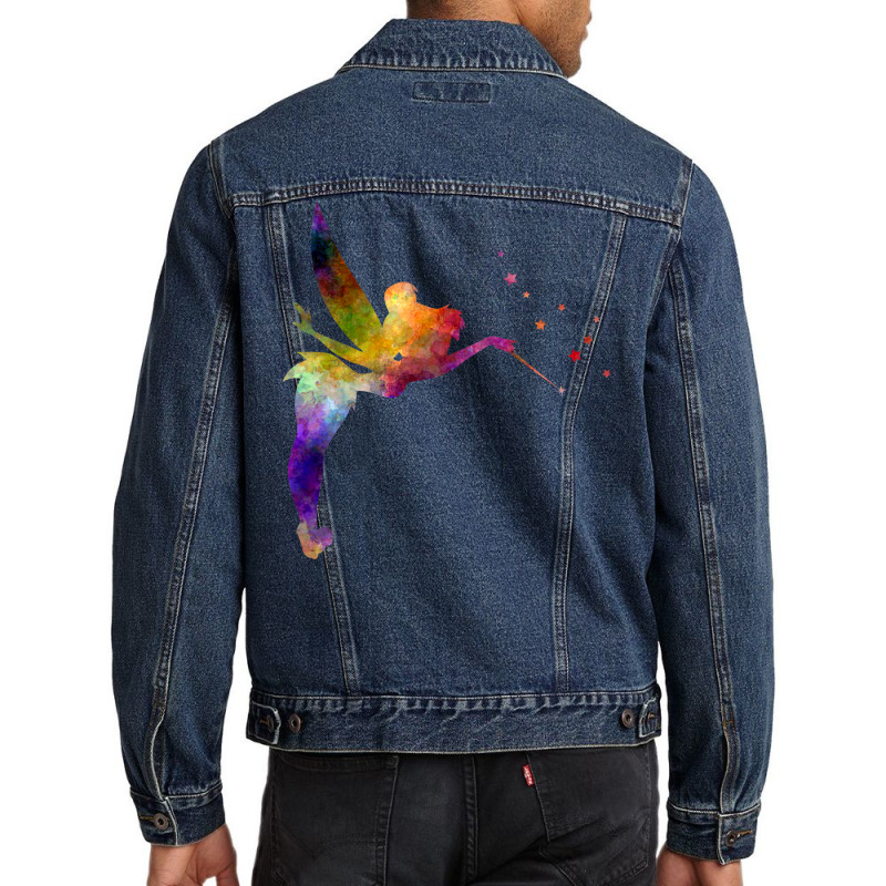 Tinkerbell In Watercolor Baby Trending Men Denim Jacket | Artistshot