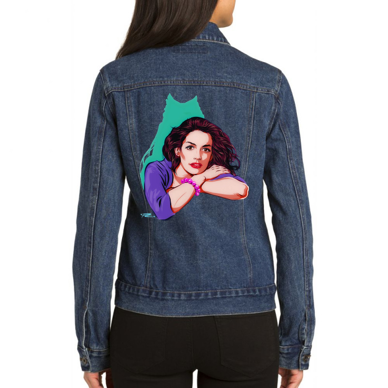 Hot Trend Anne Hathaway - An Illustration By Paul Cemmick Ladies Denim Jacket by Box Bingham | Artistshot