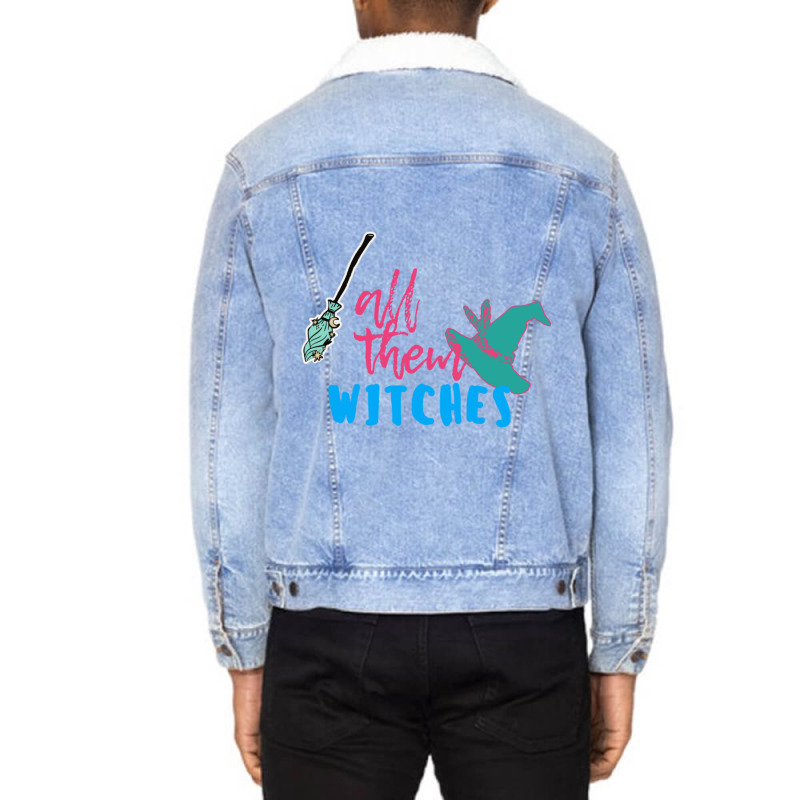 Toutes Ces Sorcières Balaient Des étoiles Et Des Chapeaux   Tri Blen Unisex Sherpa-lined Denim Jacket | Artistshot