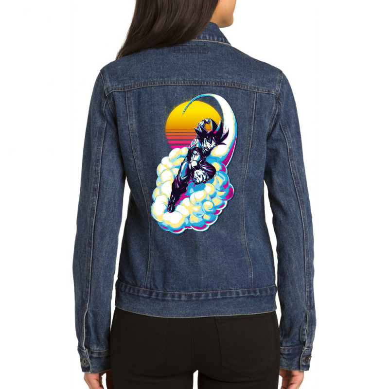 Goku With Kinton Cloud Ladies Denim Jacket by apeinz | Artistshot