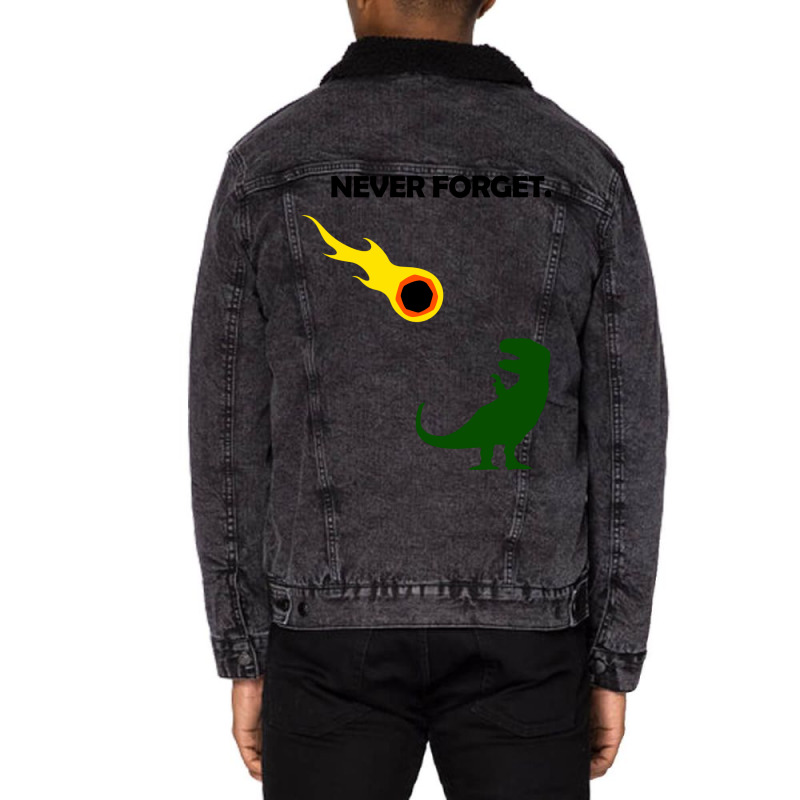 Never Forget (dinosaurs) Baby Yellow Unisex Sherpa-lined Denim Jacket | Artistshot