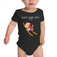 Salt Lake City Utah   Funny Pig Ski Tank Top Baby Bodysuit | Artistshot