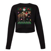 Limited Edition Ugly Sweater Christmas Animals Santa Moose Lover Cropped Sweater | Artistshot