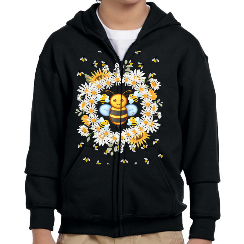 Bee And Flowers Youth Zipper Hoodie | Artistshot