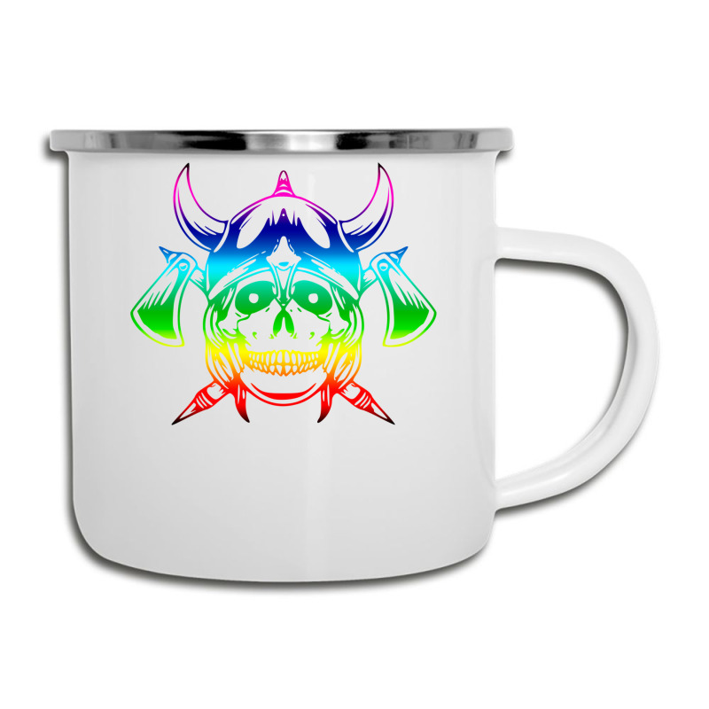 Multicolored Scandinavian Viking Skull In Helmet With Crossed Axes Mod Camper Cup | Artistshot