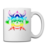 Multicolored Scandinavian Viking Skull In Helmet With Crossed Axes Mod Coffee Mug | Artistshot