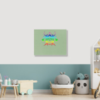 Multicolored Scandinavian Viking Skull In Helmet With Crossed Axes Mod Landscape Canvas Print | Artistshot