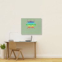 Multicolored Scandinavian Viking Skull In Helmet With Crossed Axes Mod Landscape Canvas Print | Artistshot