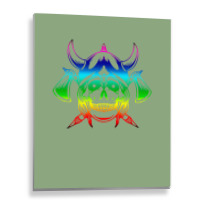 Multicolored Scandinavian Viking Skull In Helmet With Crossed Axes Mod Metal Print Vertical | Artistshot