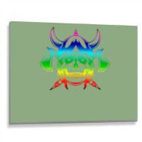 Multicolored Scandinavian Viking Skull In Helmet With Crossed Axes Mod Metal Print Horizontal | Artistshot